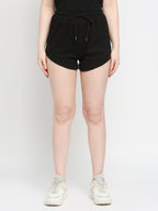 Autumn Hues Women Black Pure Cotton Shoulder Strap Top With Lace Detailing