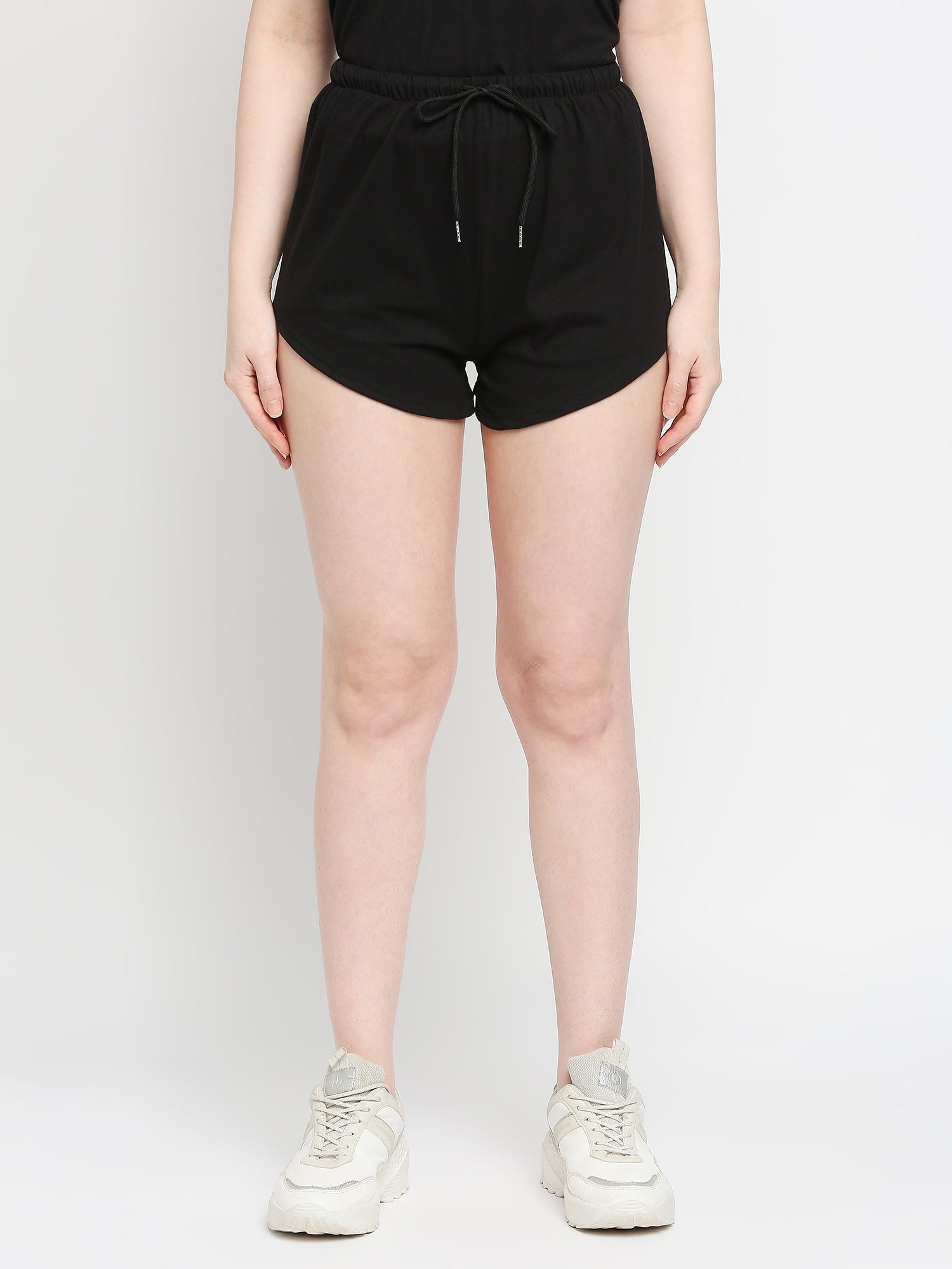 Autumn Hues Women Black Pure Cotton Shoulder Strap Top With Lace Detailing