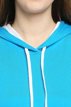 Autumn Hues Blue Hooded T-shirt Mini Dress