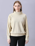 Autumn Hues Women Cotton Full Sleeve Turtle Neck Top with Down Shoulder