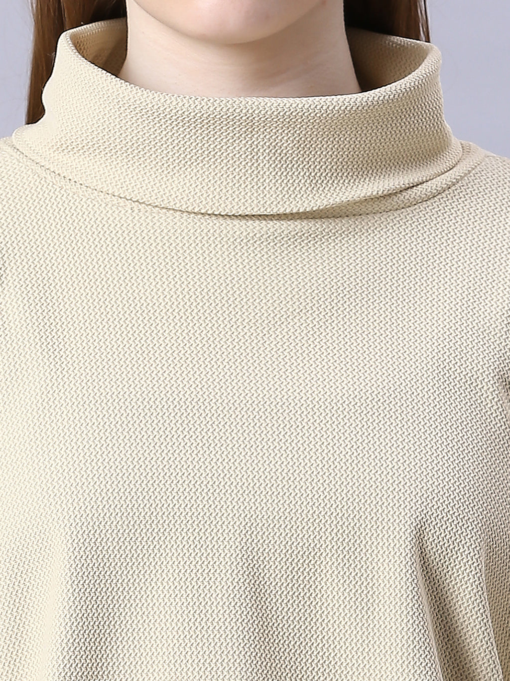 Autumn Hues Women Cotton Full Sleeve Turtle Neck Top with Down Shoulder