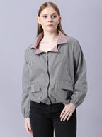 Autumn Hues Black and Pink Checks Reversable Jacket