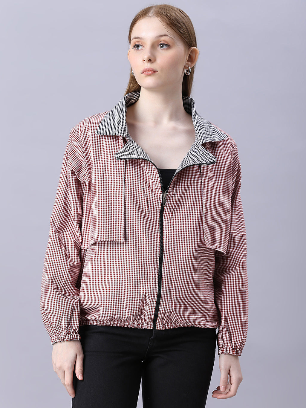 Autumn Hues Black and Pink Checks Reversable Jacket