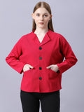 Autumn Hues Dark Pink Women Jacket with silver Button