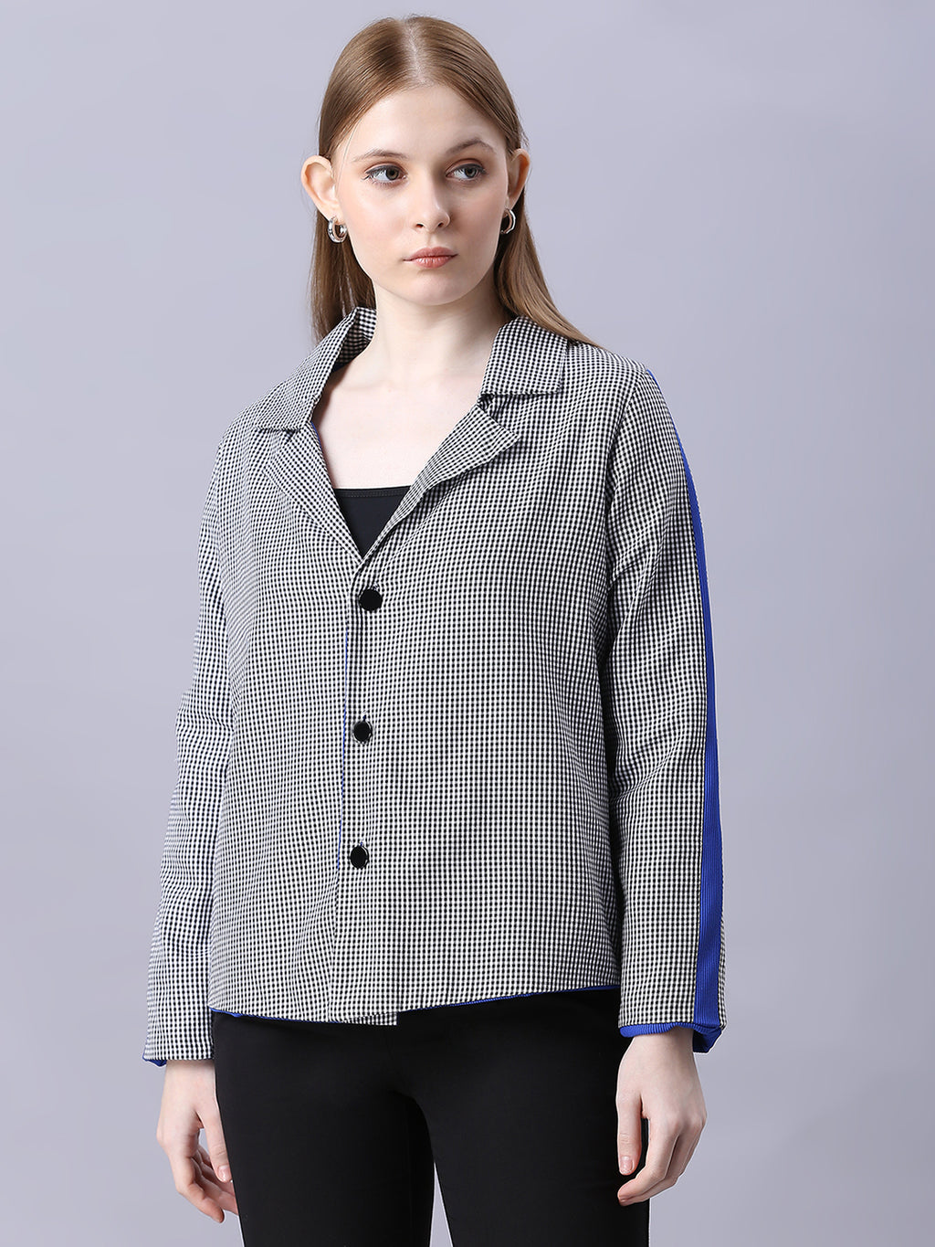 Autumn Hues Black and Blue Checks Reversable Jacket