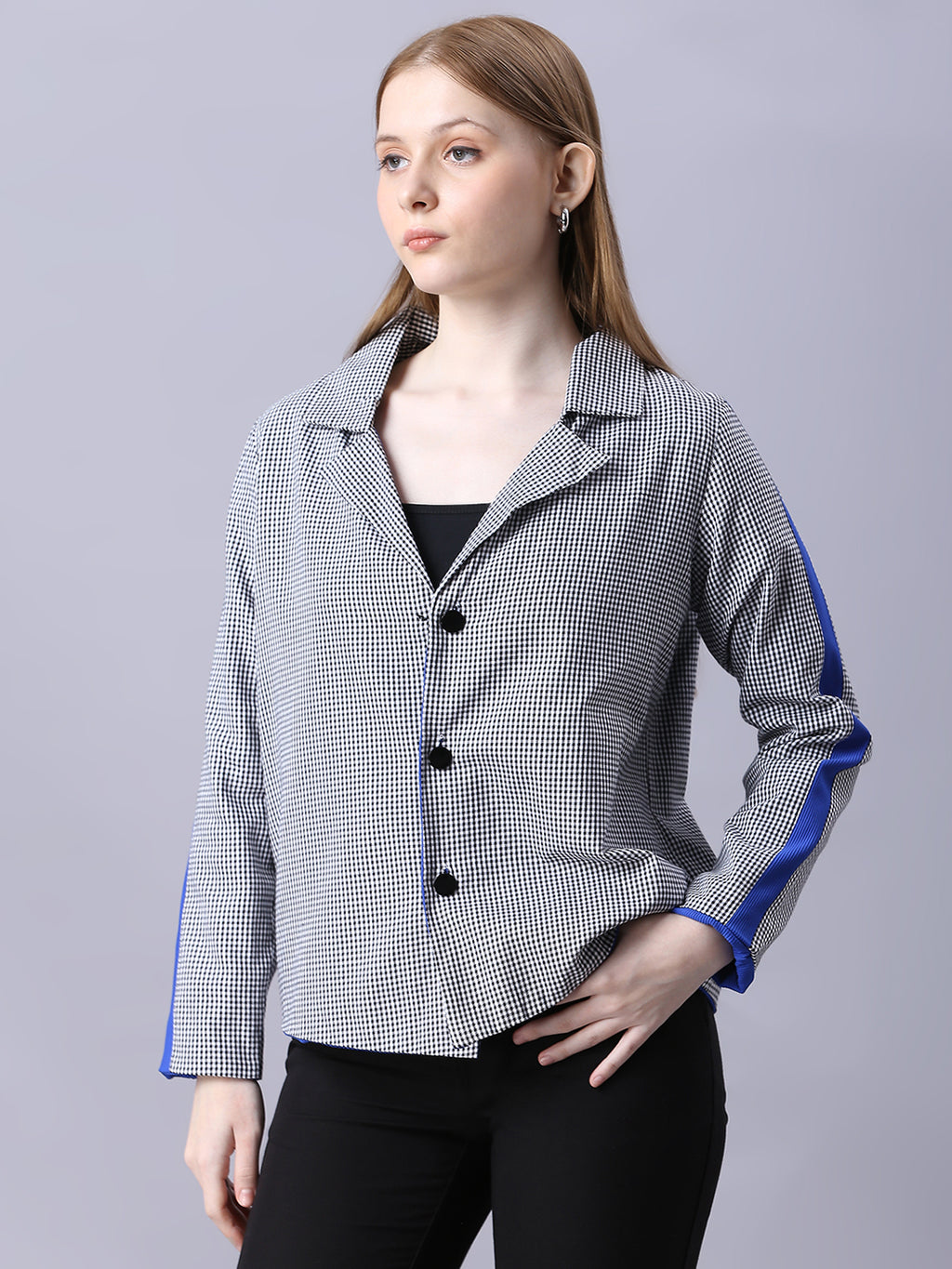 Autumn Hues Black and Blue Checks Reversable Jacket