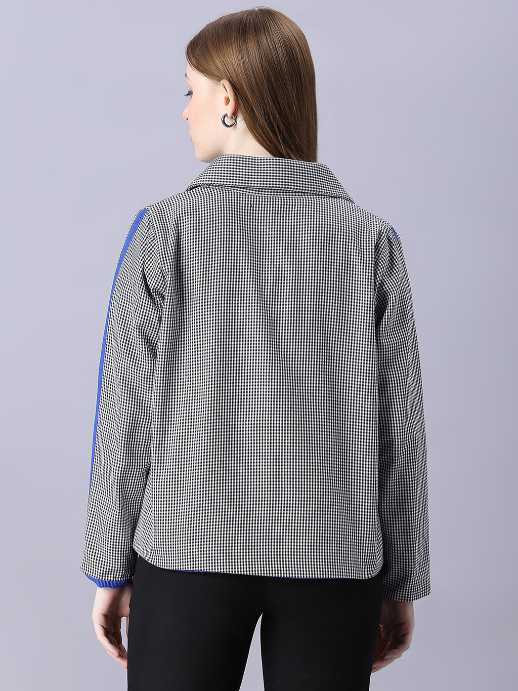 Autumn Hues Black and Blue Checks Reversable Jacket