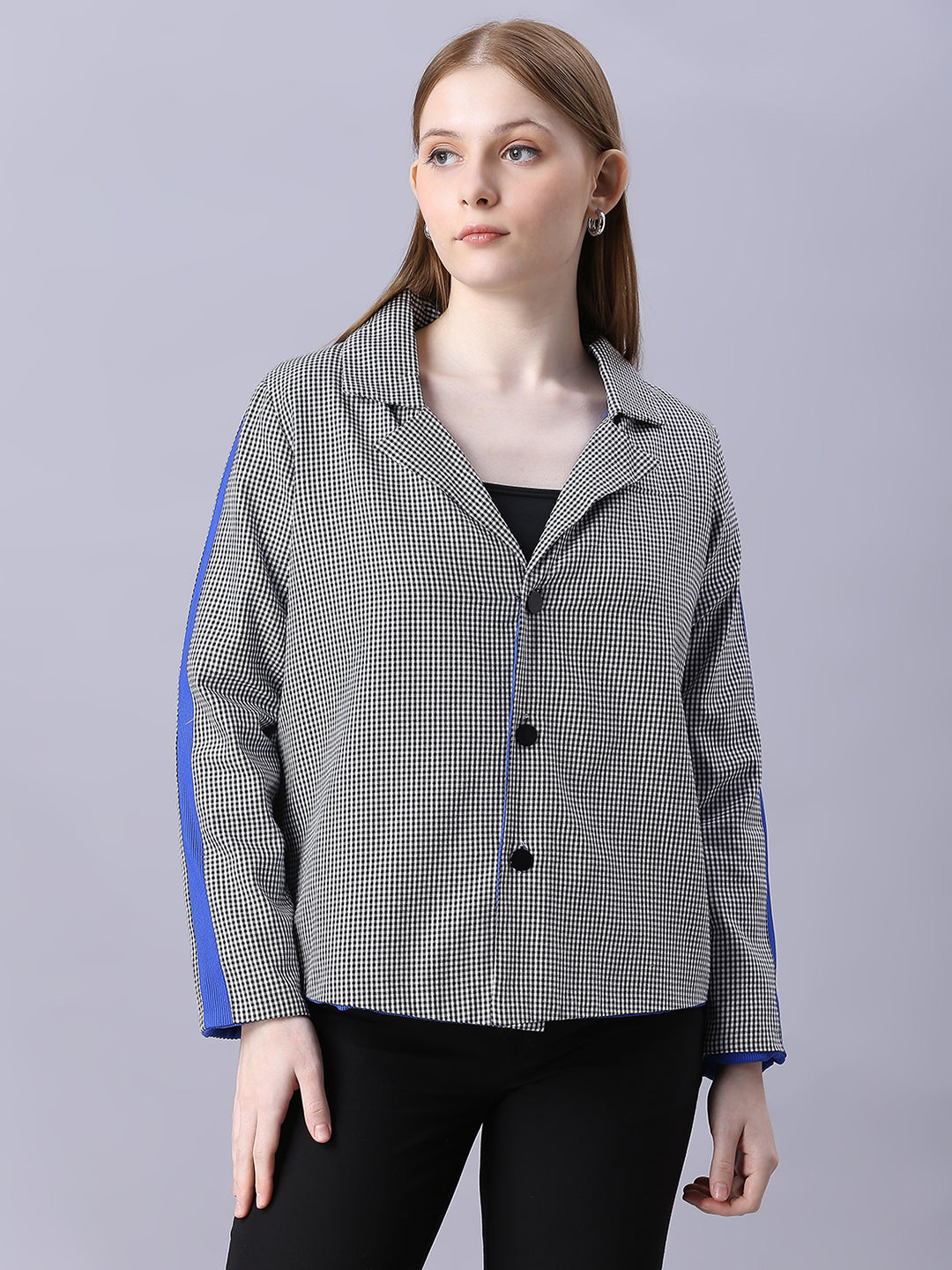 Autumn Hues Black and Blue Checks Reversable Jacket