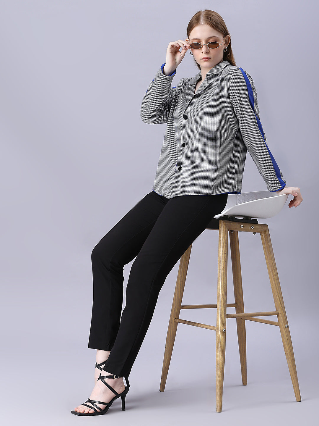 Autumn Hues Black and Blue Checks Reversable Jacket