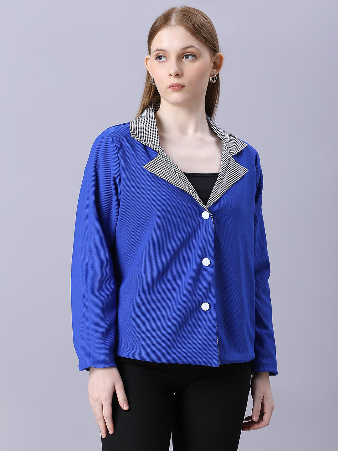 Autumn Hues Black and Blue Checks Reversable Jacket