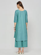 Cotton jacquard coord kurta and pants.
