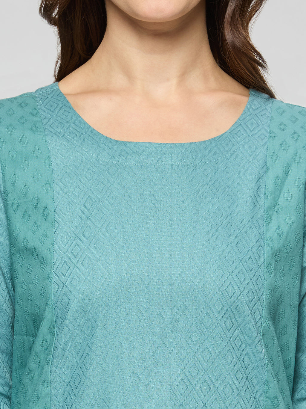 Cotton jacquard coord kurta and pants.