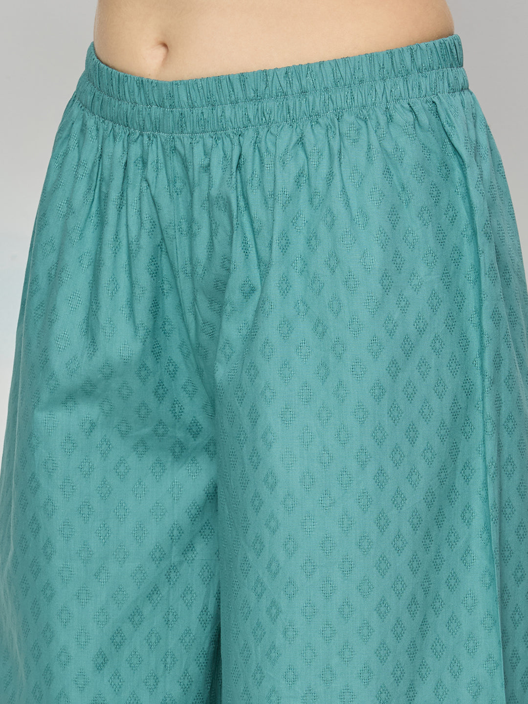 Cotton jacquard coord kurta and pants.