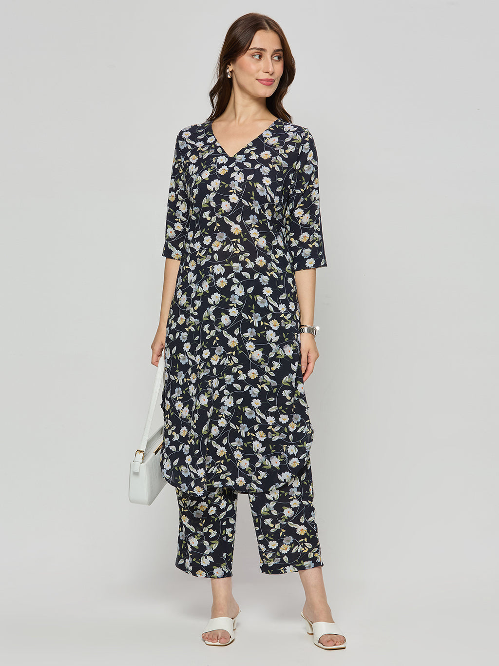 Georgette kurta and pants coord set