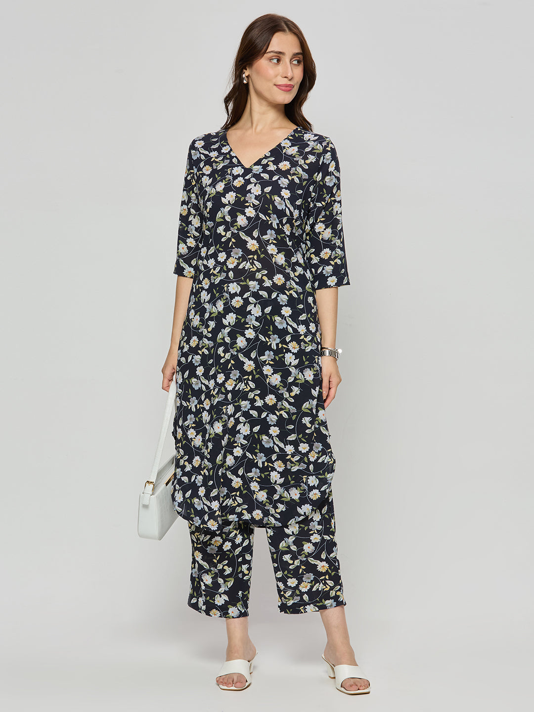 Georgette kurta and pants coord set