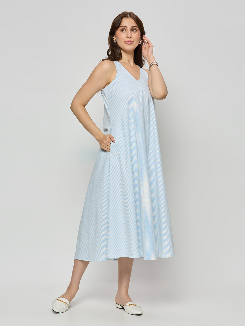 Cotton bias cut sleeveless dress
