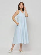 Cotton bias cut sleeveless dress