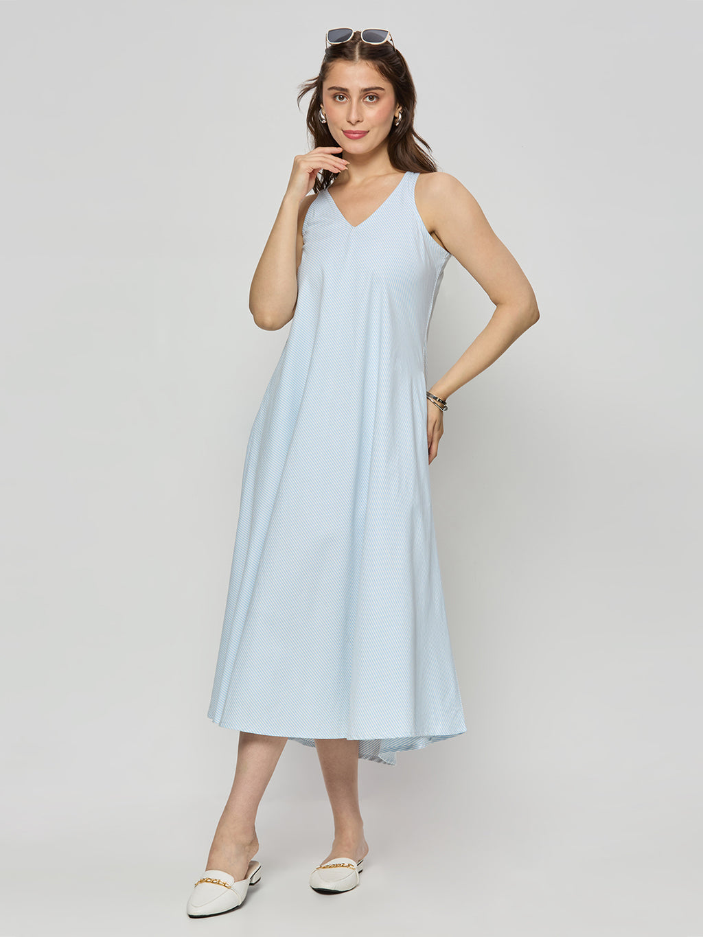 Cotton bias cut sleeveless dress