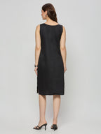 Cotton satin shift dress with Ikat jacket