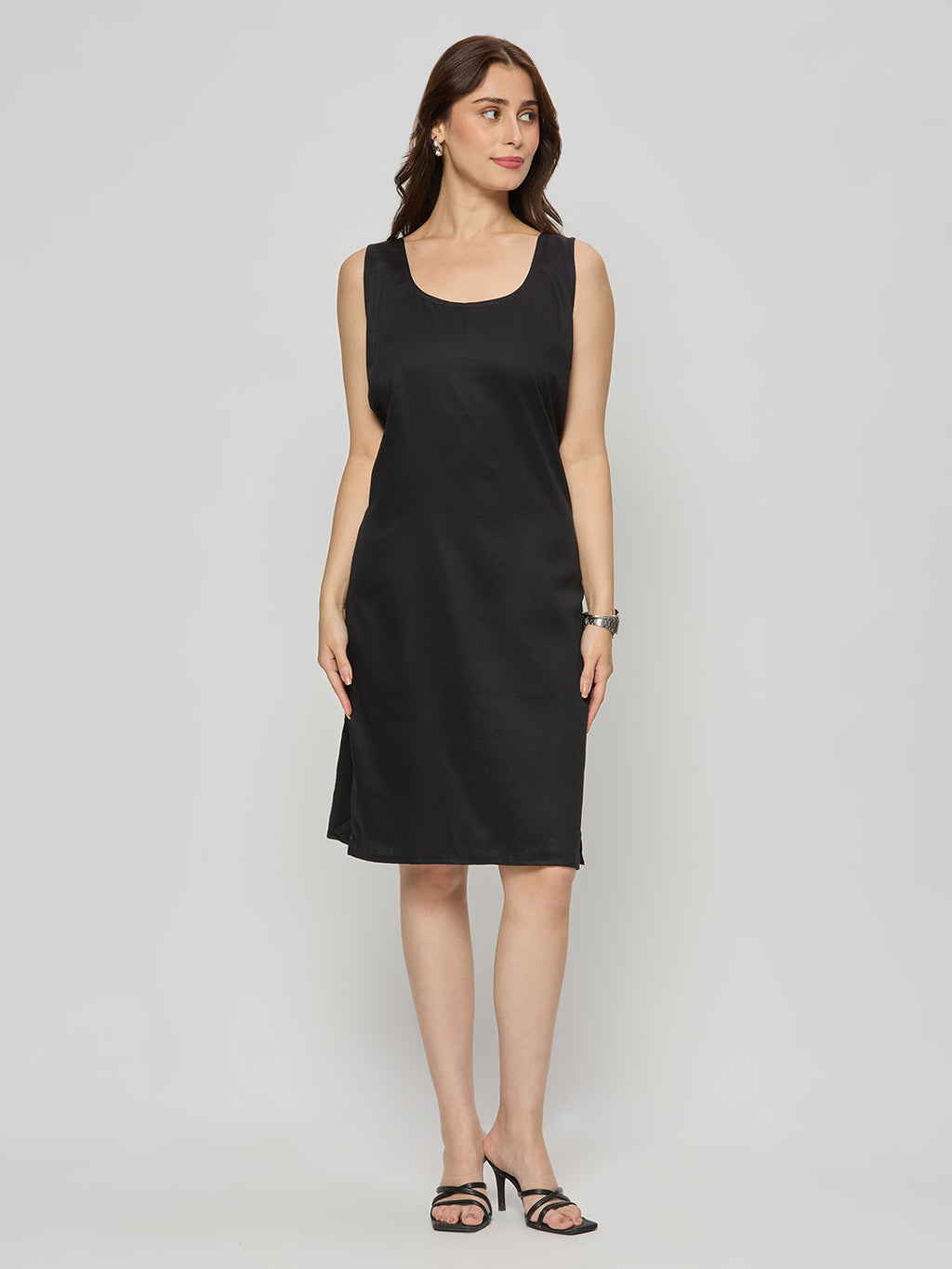 Cotton satin shift dress with Ikat jacket