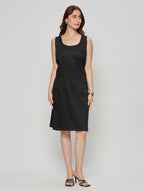 Cotton satin shift dress with Ikat jacket