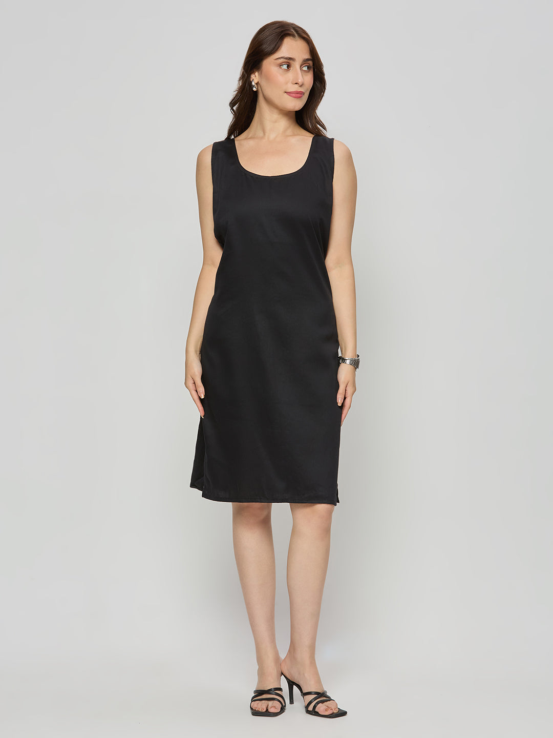 Cotton satin shift dress with Ikat jacket