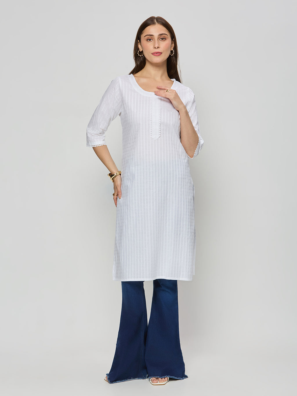 Cotton jacquard kurta