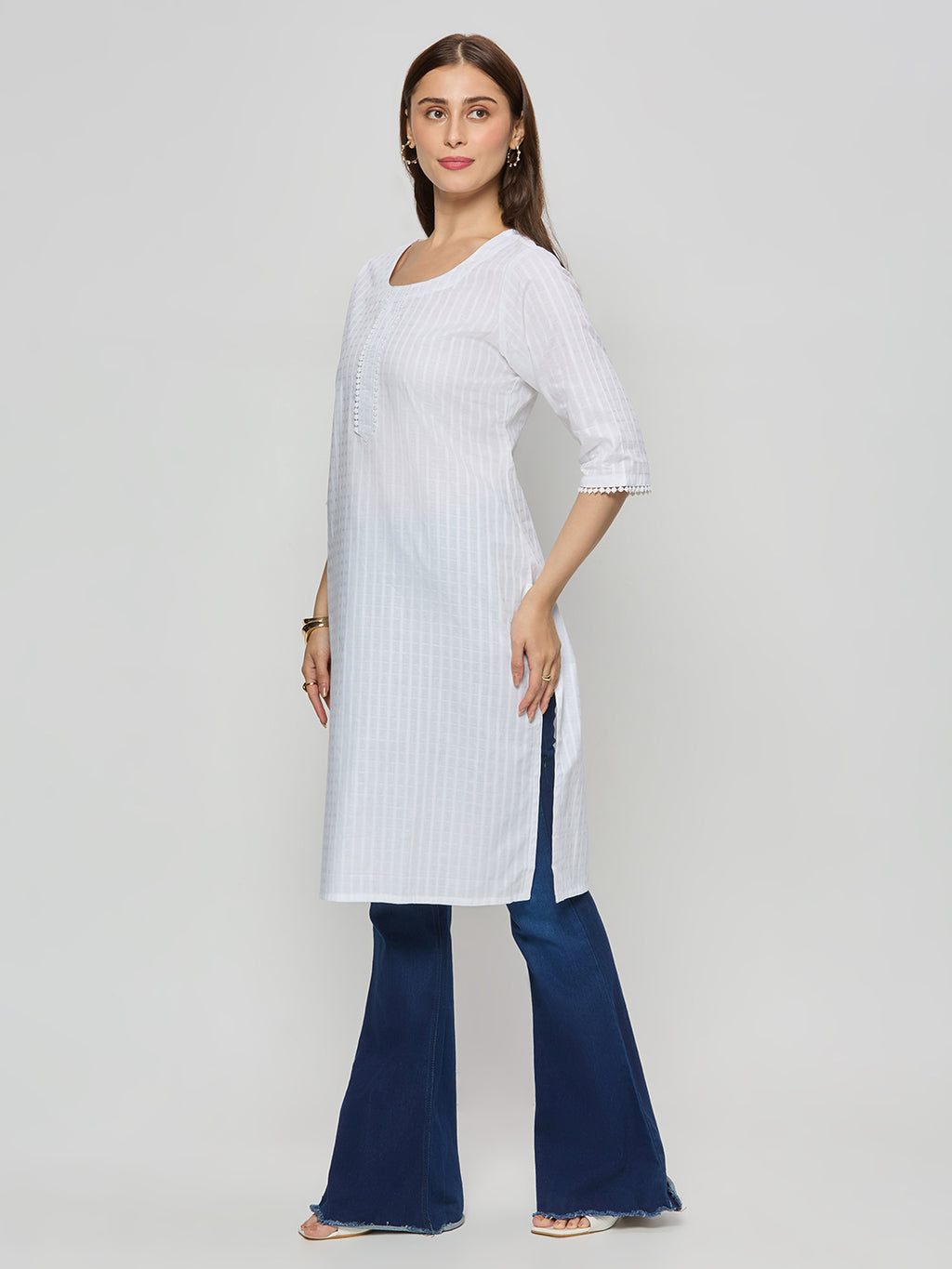 Cotton jacquard kurta