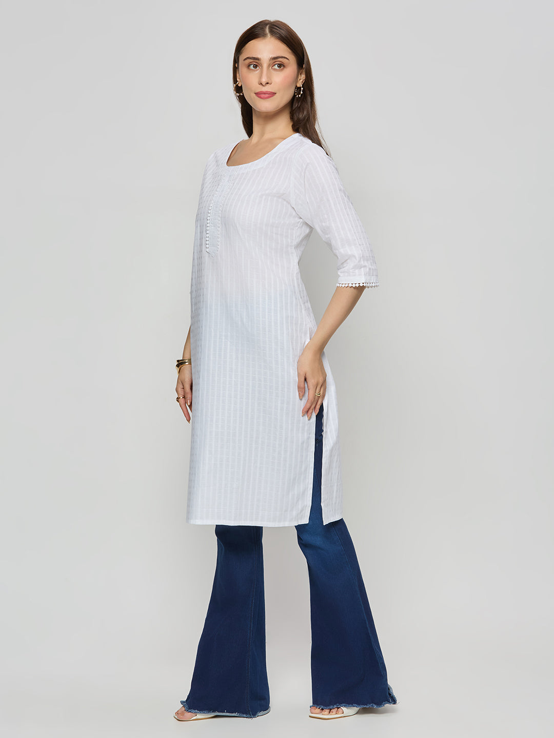 Cotton jacquard kurta