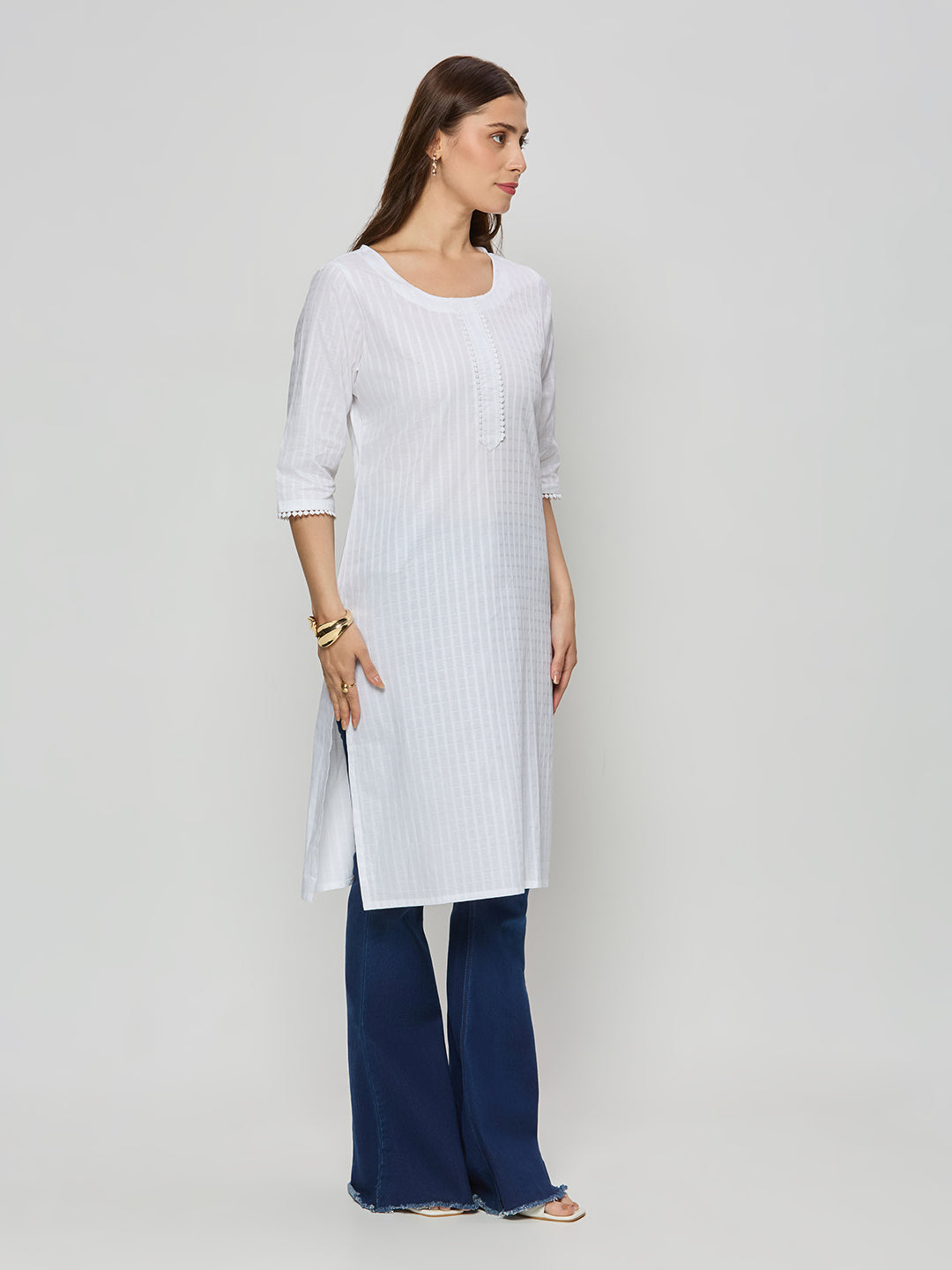 Cotton jacquard kurta