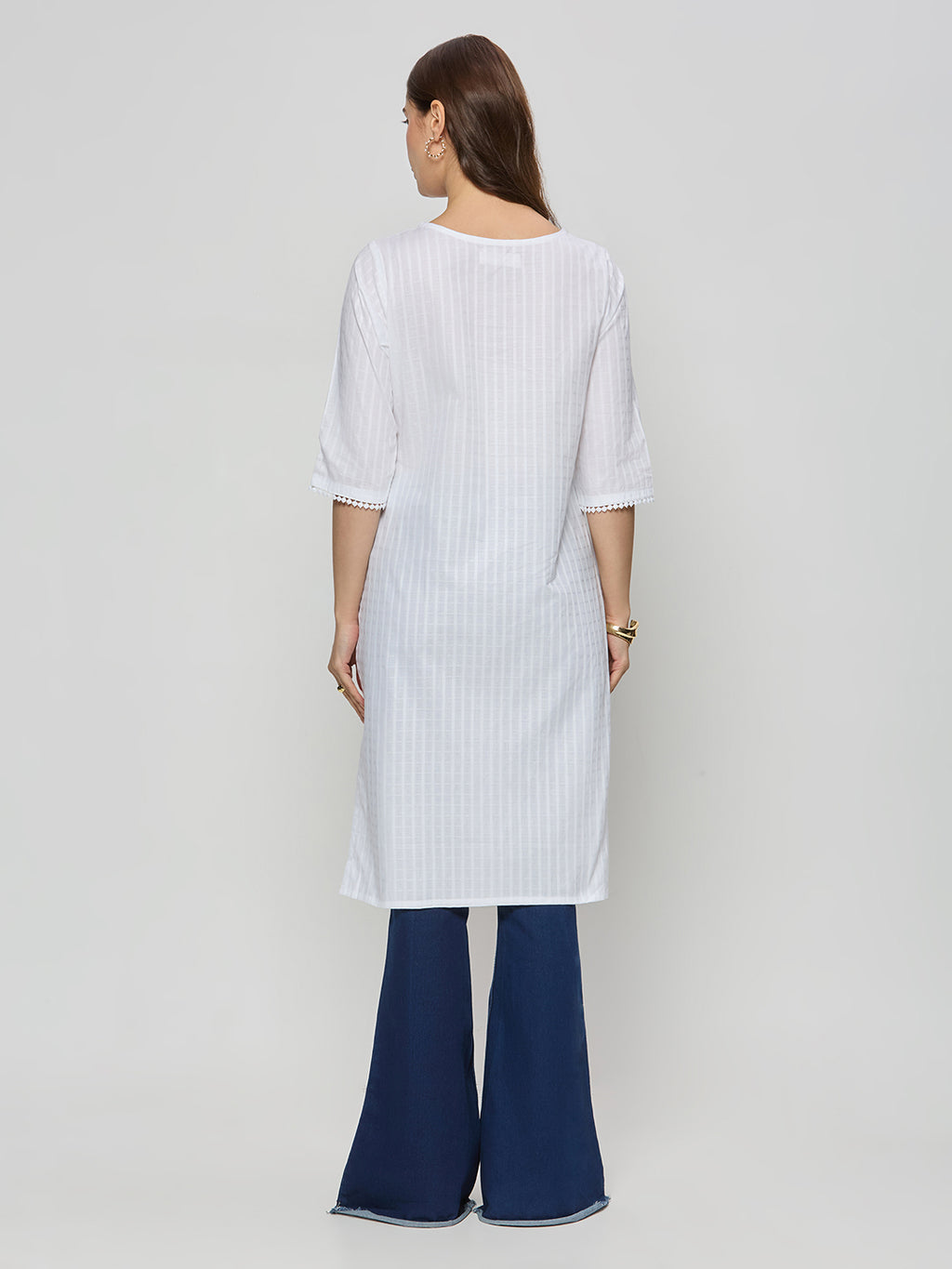 Cotton jacquard kurta