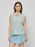 Georgette ruffle top  With ruffle details on the neck line.