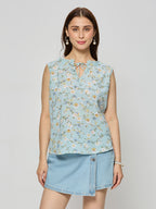 Georgette ruffle top  With ruffle details on the neck line.
