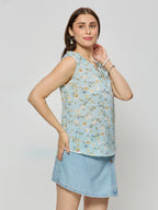 Georgette ruffle top  With ruffle details on the neck line.