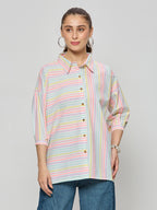 Oversized striper cotton shirt .