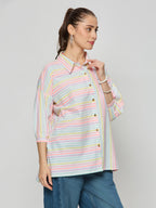 Oversized striper cotton shirt .