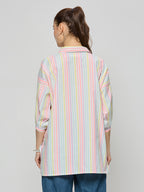 Oversized striper cotton shirt .