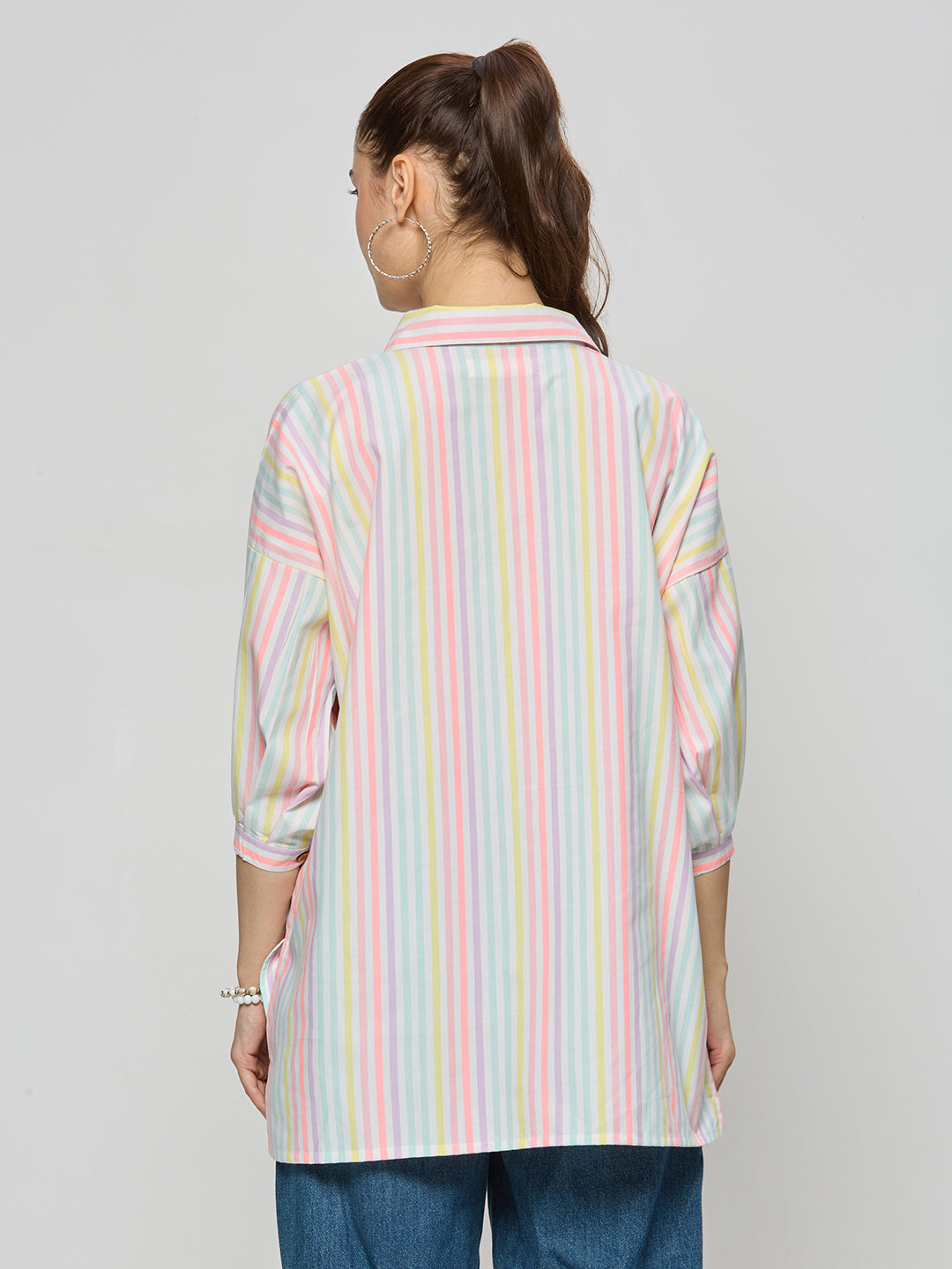 Oversized striper cotton shirt .