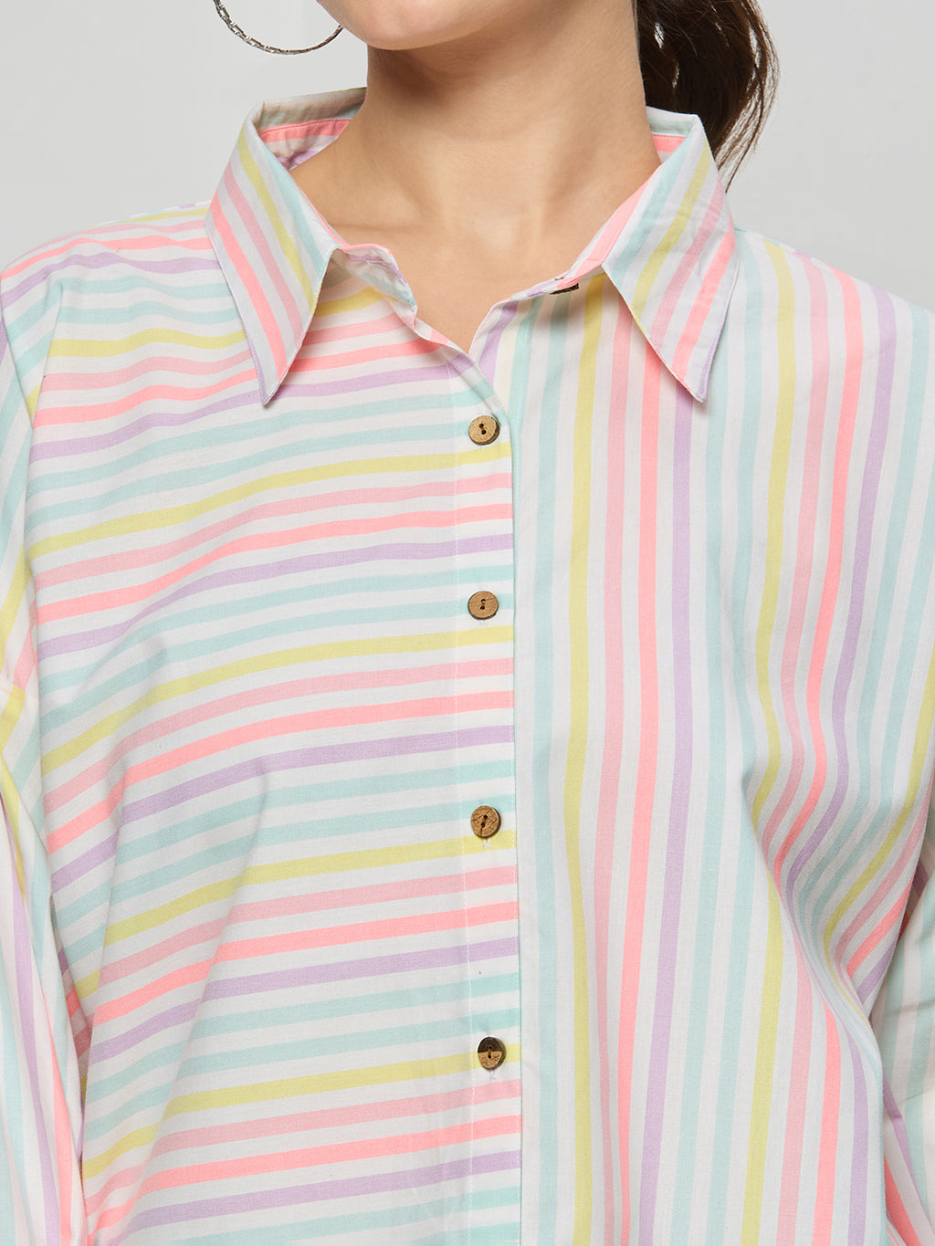 Oversized striper cotton shirt .
