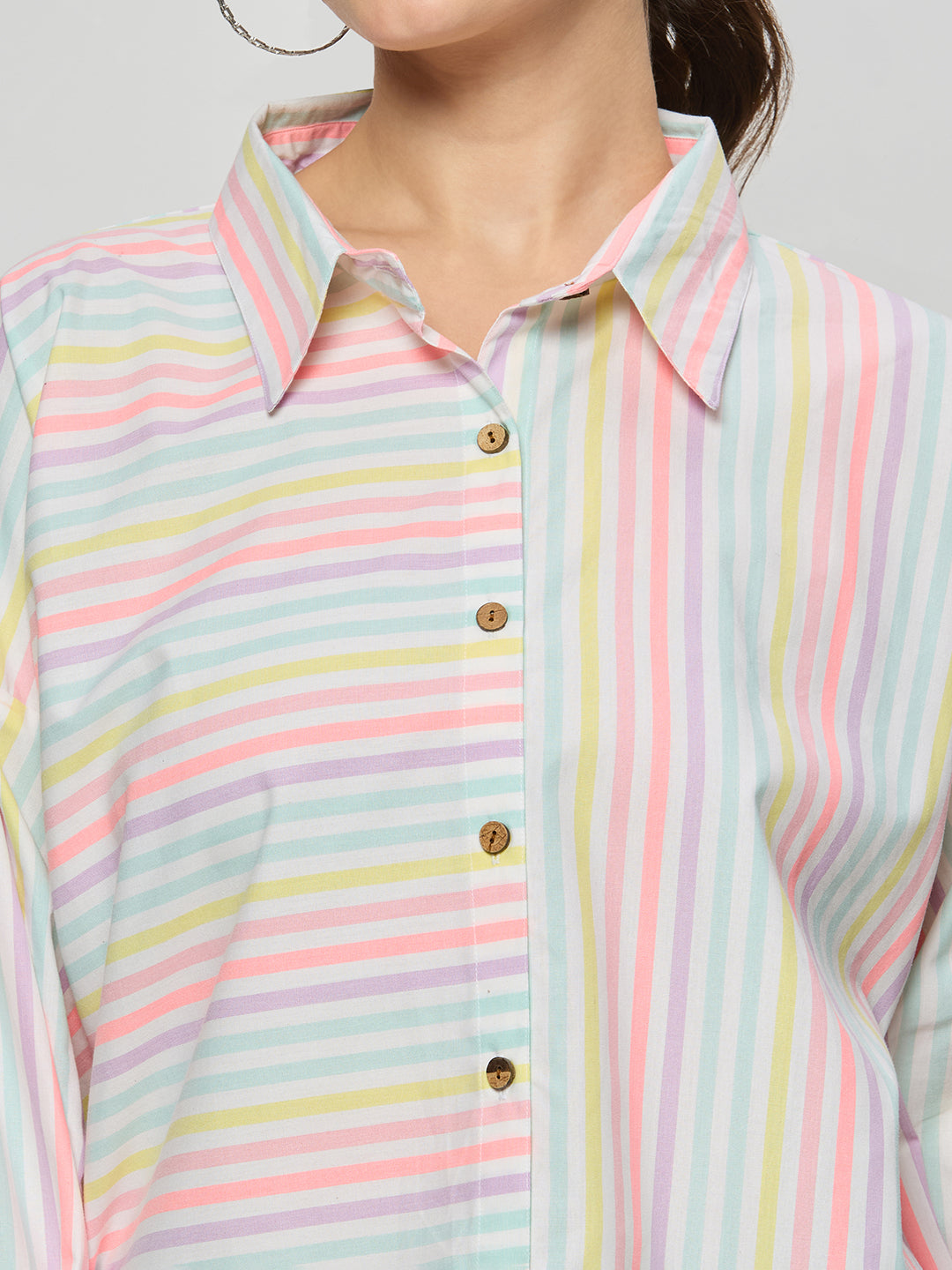 Oversized striper cotton shirt .