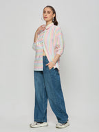 Oversized striper cotton shirt .