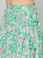 White cotton satin textured top with skirt.