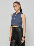 Crop hoodie top with zipper