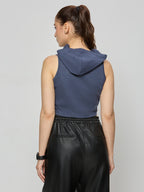 Crop hoodie top with zipper