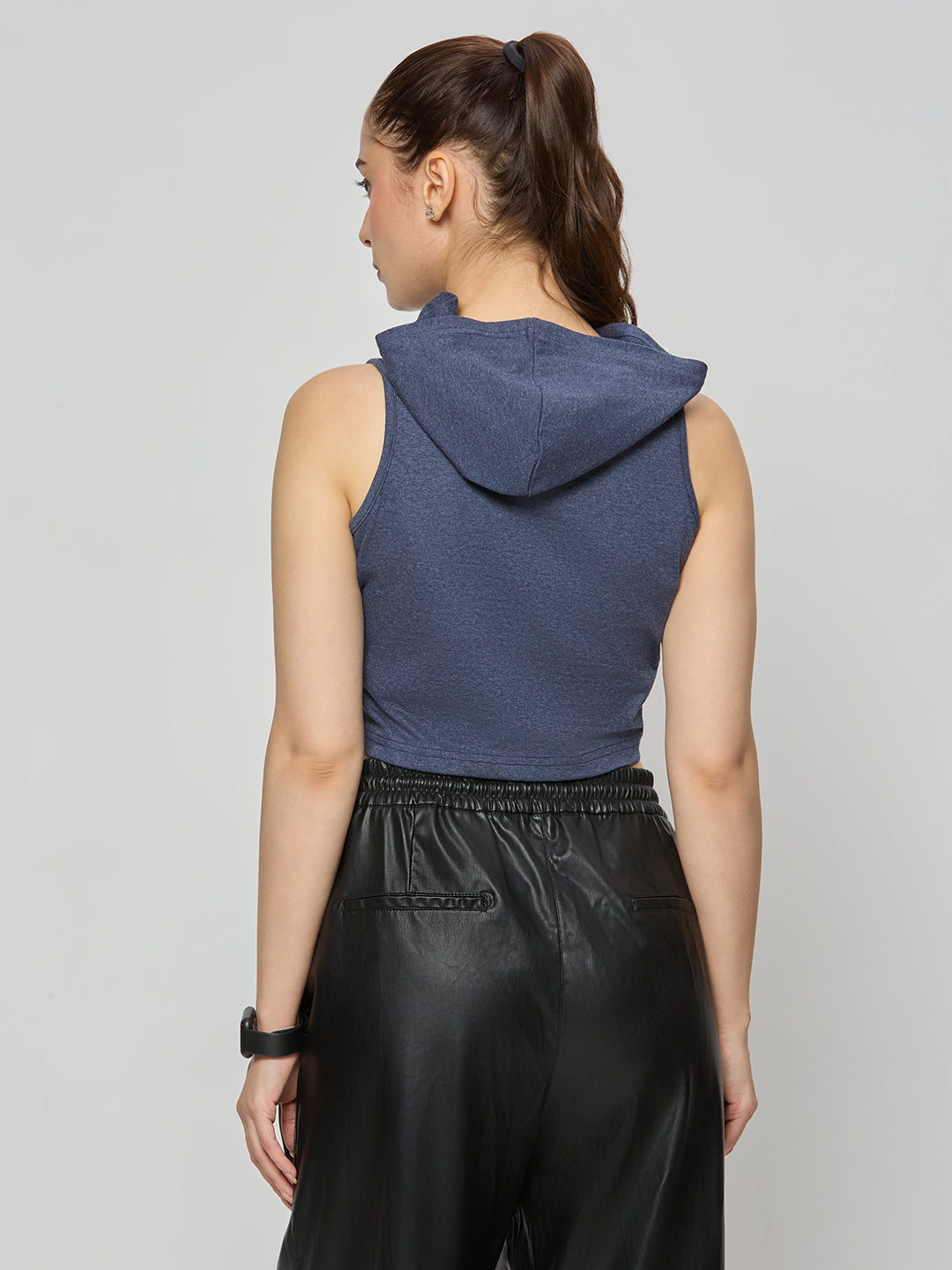 Crop hoodie top with zipper