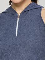Crop hoodie top with zipper