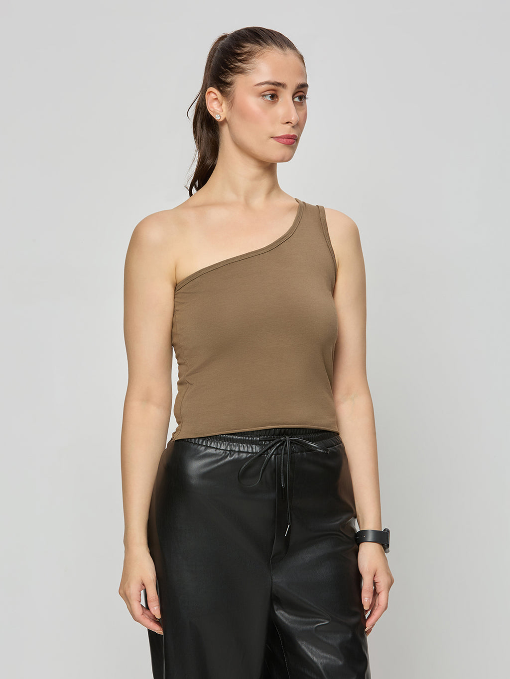 Cotton Lycra one shoulder top