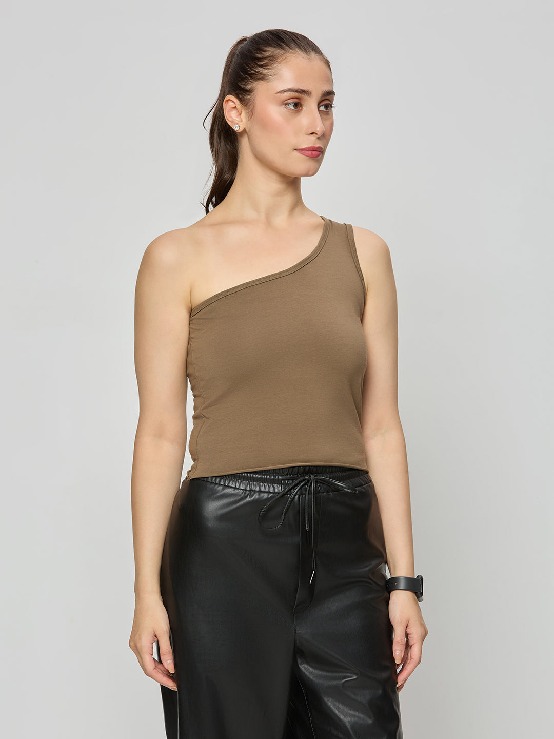 Cotton Lycra one shoulder top