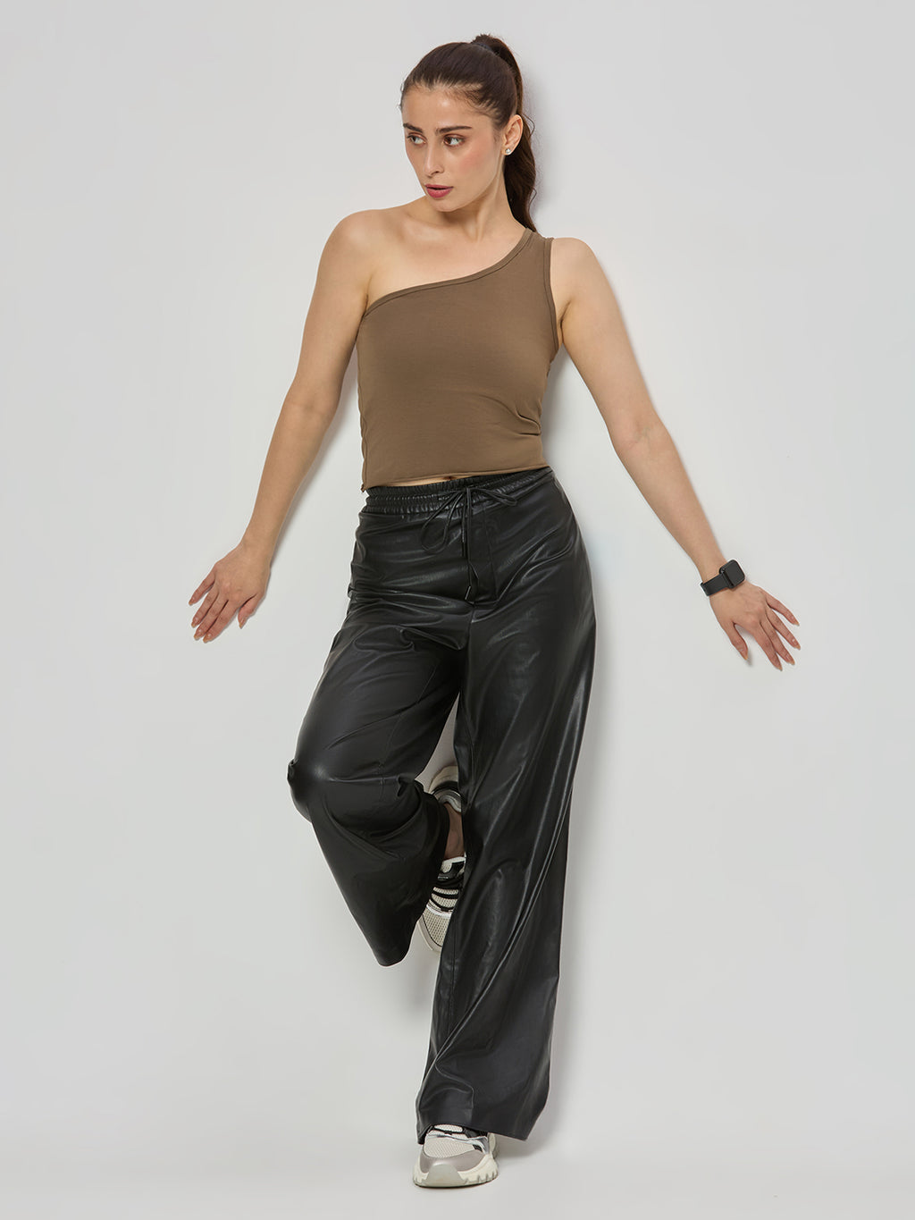 Cotton Lycra one shoulder top