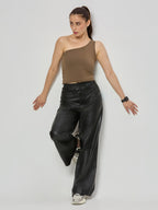 Cotton Lycra one shoulder top